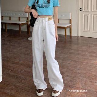 White High-waist Wide-leg Pants