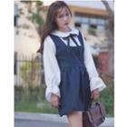 Mock Two-piece Long-sleeve A-line Dress As Shown In Figure - One Size