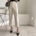 Seam-trim Faux-leather Tapered Pants