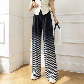 Gradient Check High Waist Wide Leg Pants