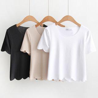 Scalloped Hem Short-sleeve T-shirt