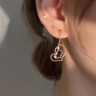 Heart Rhinestone Sterling Silver Dangle Earring 1 Pair - Love Heart - Gold - One Size