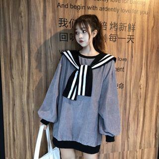 Set: Corduroy Pullover + Contrast Trim Cape