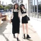 Mock Two-piece Long-sleeve Knit Midi A-line Dress / Mini Bodycon Dress