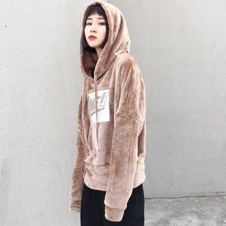 Loose-fit Velvet Hooded Pullover