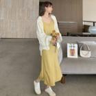 Spaghetti Strap Midi A-line Dress / Long-sleeve Shirt