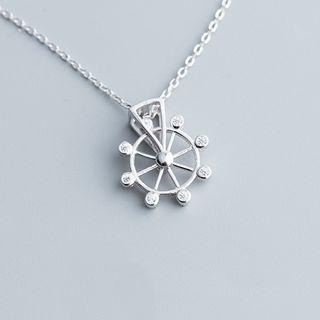 925 Sterling Silver Faux Pearl Ferris Wheel Pendant Necklace S925 - As Shown In Figure - One Size