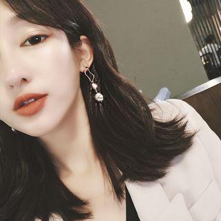 Pearl Irregular Hoop Dangle Earring As Shown In Figure - One Size