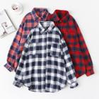 Number Embroidered Plaid Shirt
