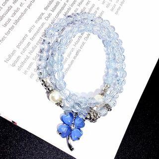Beaded Layered Bracelet Light Blue - One Size