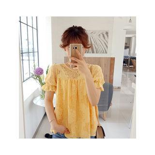 Frill-cuff Lace Top