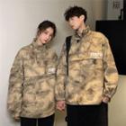 Couple Matching Camouflage Lettering Half-zip Jacket