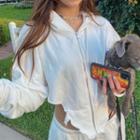 Distressed Zip Up Hoodie