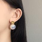 Numerical Rhinestone Faux Pearl Dangle Earring