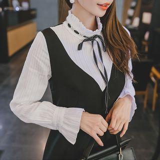 Inset Mock-neck Shirt Jumper Dress