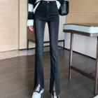 Fleece Slit Straight-cut Jeans