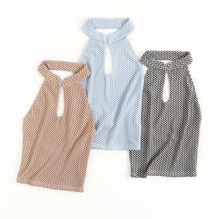 Halter-neck Plaid Cutout Crop Tank Top
