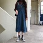 Long-sleeve Embroidered Denim Jumper Skirt