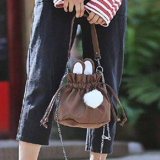 Rabbit Ear Accent Pom Pom Bucket Bag