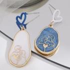 Irregular Heart Drop Earring 1 Pair - Irregular Heart Drop Earring - Blue & White - One Size