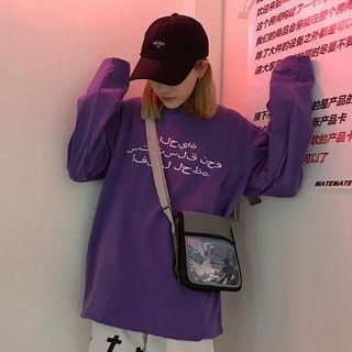 Long-sleeve Printed T-shirt Purple - One Size