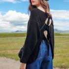 Open Front Sweater Black - M