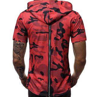 Short-sleeve Zip Back Camo Hoodie