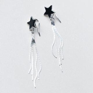 S925 Silver Tassel Star Drop Earrings