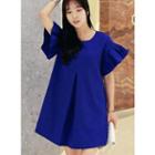 Fluttered-sleeve A-line Dress