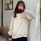Knit Panel Lettering Embroidered Pullover