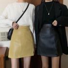 High-waist Half-length Leather Skirt