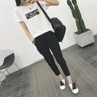 Striped Detail Cuffed Harem Pants