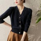 3/4-sleeve Cable Knit Cardigan