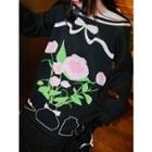 Sailor Collar Floral Jacquard Sweater