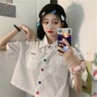 Short-sleeve Contrast Button Shirt