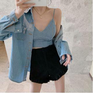 Denim Camisole Top / Denim Shirt / Shorts