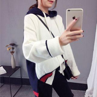 Color-block Loose-fit Hooded Sweater