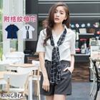 Inset Scarf Short Sleeve Shirt