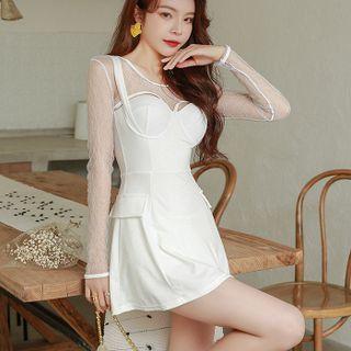 Set: Long-sleeve Lace Top + Swimdress