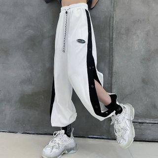 Color Block Snap Button Sweatpants