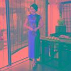 Cap-sleeve Two-tone Midi Qipao