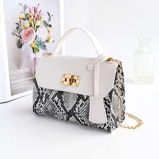 Chain Snake Print Crossbody Bag