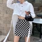 Checkerboard A-line Skirt / Dip Back Shirt