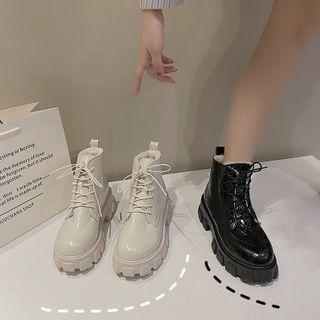 Quilted Platform Lace-up Ankle Boots