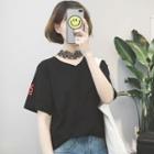 Short-sleeve Lace Collared T-shirt