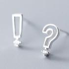925 Sterling Silver Non-matching Question & Exclamation Mark Earring 1 Pair - S925 Silver - As Shown In Figure - One Size