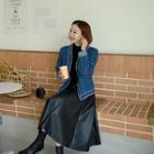 V-neck Fringed Denim Jacket