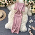 Short-sleeve Ribbed Slim-fit Dress