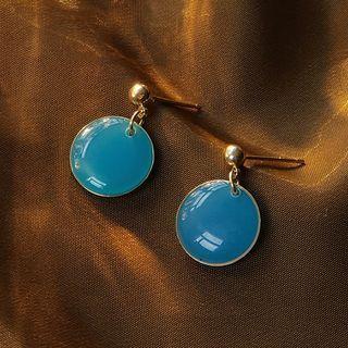 Disc Alloy Dangle Earring 1 Pair - B-905 - Sky Blue - One Size