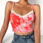 Tie Dye Lace Trim Cropped Camisole Top